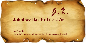 Jakabovits Krisztián névjegykártya